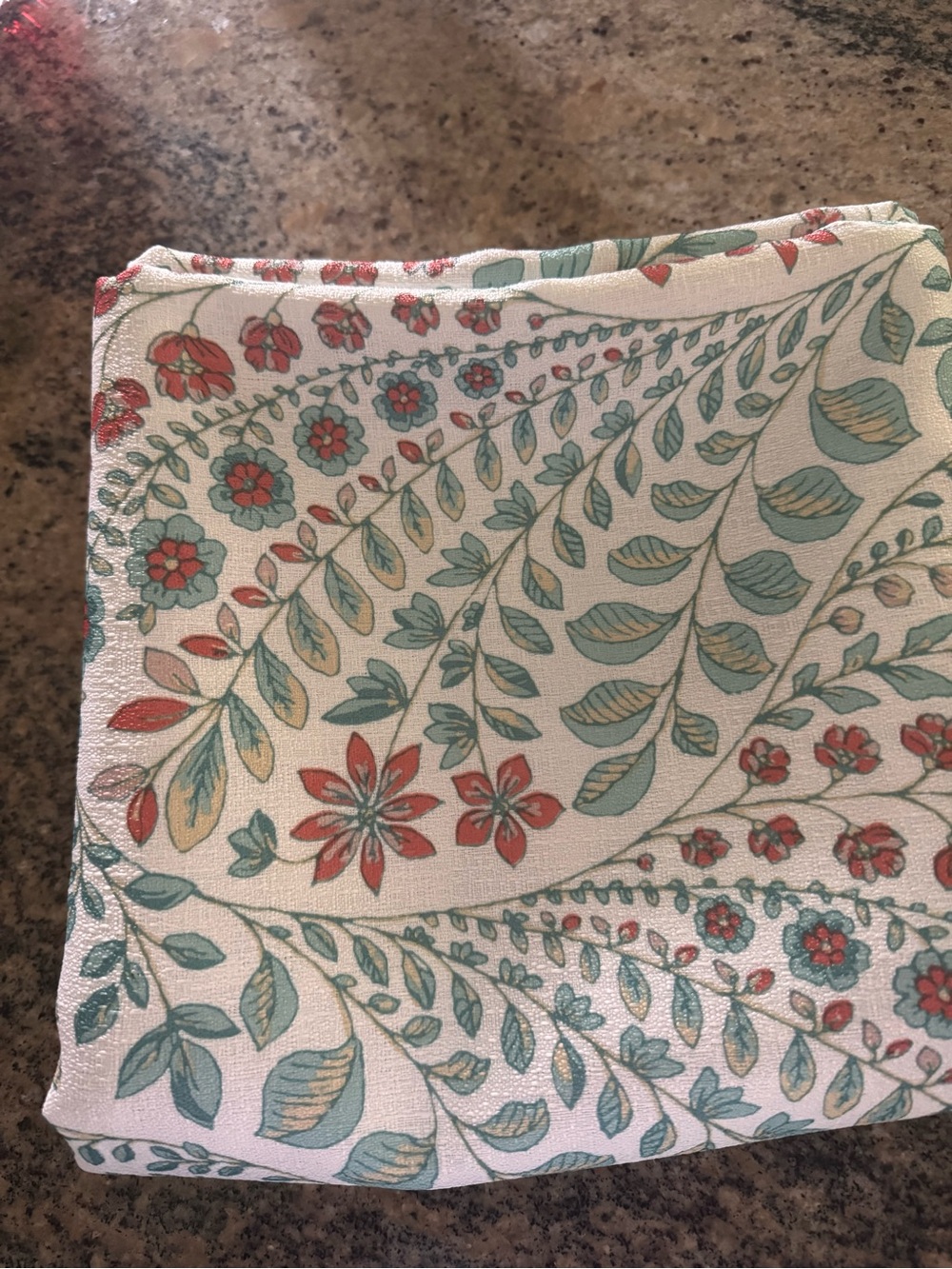 Floral Shower Curtain with Coral and Mint Leaves